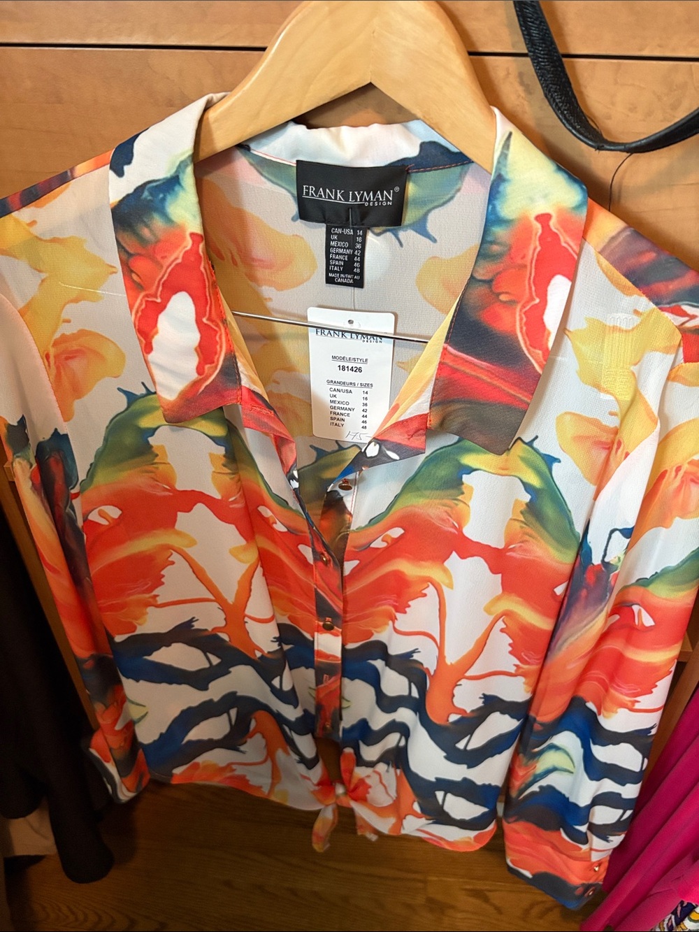 Frank Lyman Design Multi-Color Abstract Floral Button-Down Shirt
